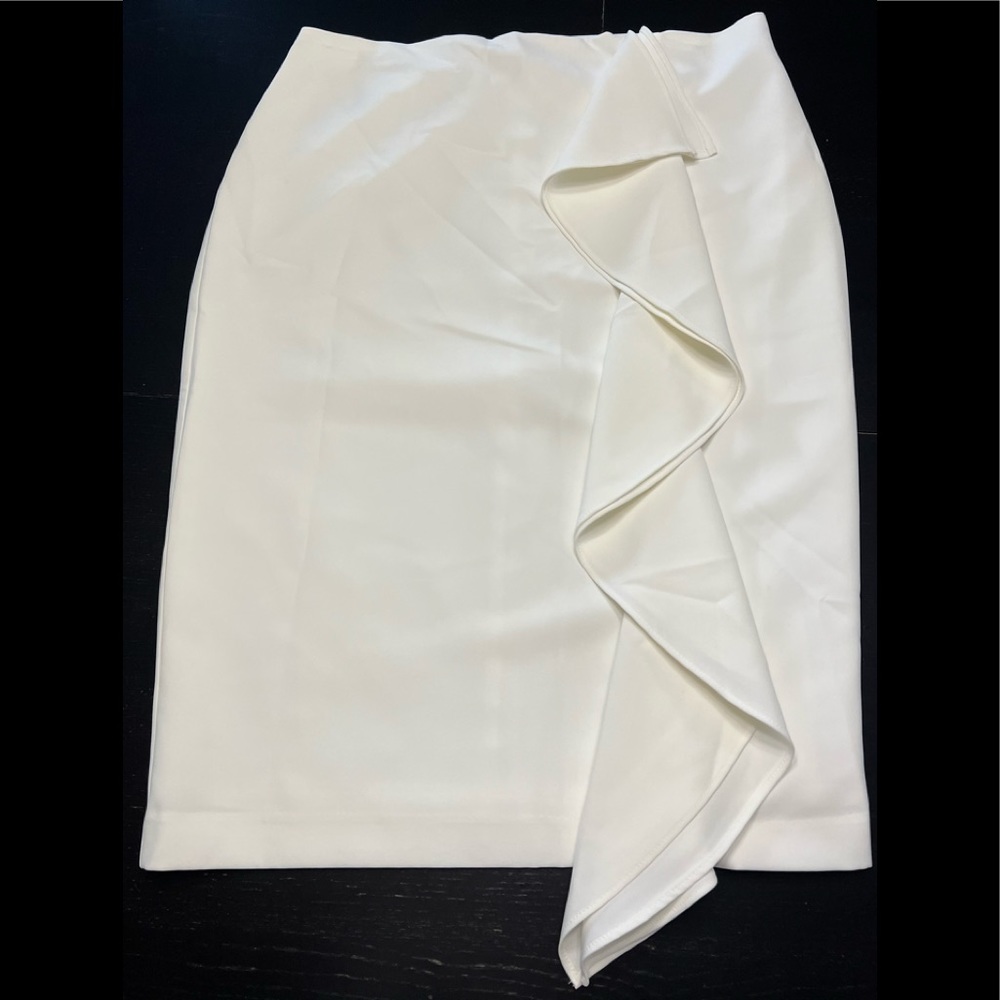 Ivory Ruffled Pencil Style Skirt - Picture 2 of 4